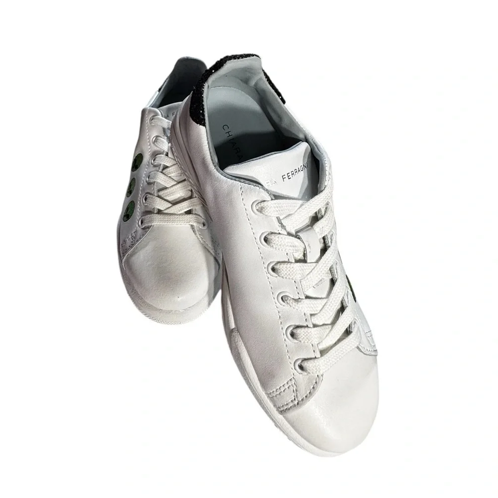 Chiara Ferragni CF2162 Alien Glitter Sneakers White EU 35 / US 5 NWB